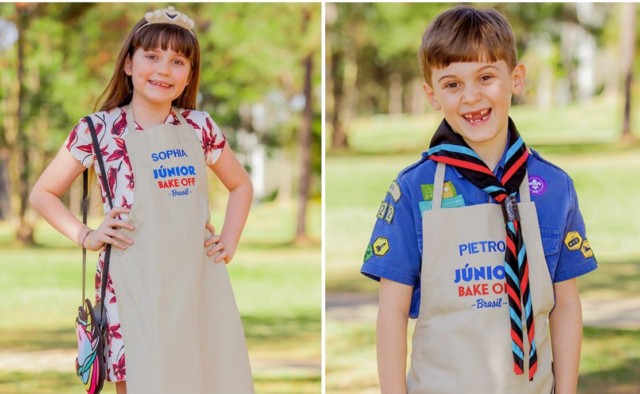 Escoteiro Pietro e princesa Sophia deixam a tenda do Junior Bake Off Brasil