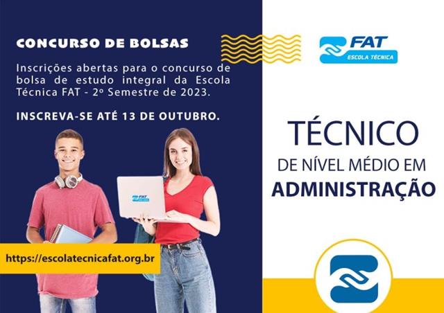 Escola Técnica FAT abre inscrições de concurso para 120 bolsas gratuitas